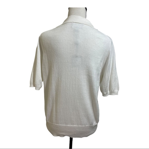 Pure collection collared white short sleeve knit top. Size 8/10 cotton - Picture 5 of 12